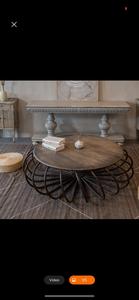 Fourniture en gros Table basse en métal de forme ronde avec dessus en bois pour meubles de salon disponible à l'exportation depuis l'inde - Product Image 3