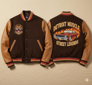 เสื้อแจ็กเก็ตบอมเบอร์แนวสตรีทแบบเฉพาะบุคคลพร้อมคอตั้งหมายเลขทีมปักชื่อและโลโก้ตามสั่ง (ผ้าฝ้าย100%) - Product Image 3