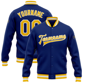 Elegant Sports Custom Royal Blue Team Name Letterman Jackets Varsity Baseball Stand Collar en toile de peau de mouton - Product Image 4