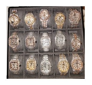 Montre de luxe haut de gamme classique à la mode numérique antique en moissanite et diamant, personnalisée en acier inoxydable, style hip-hop, verre saphir, étanche 30M - Product Image 1