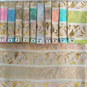 Designer Pastel Cationic Cloth with Woven <b>Gold</b> Jari for Elegant Sarees & Lehengas Premium 44" Zohra Textile - Product Image 2