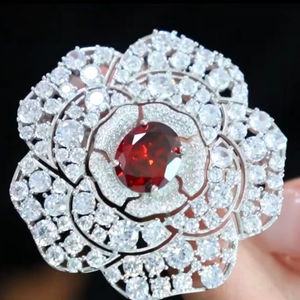 Broche Fleur Délicate en Argent Sterling 925 avec Zircon LAVINA SC28291RC, Bijoux de Luxe pour Femmes, Soirées, Mariages, Fiançailles - Product Image 1