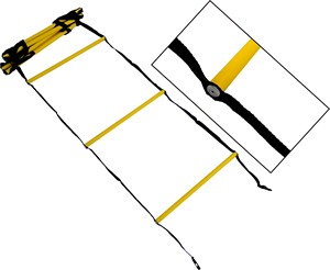 Escalera tubular de agilidad amarilla de 18 pulgadas de ancho para entrenamiento de fútbol hecha de correas de nailon duraderas y peldaños redondos de PP - Product Image 3