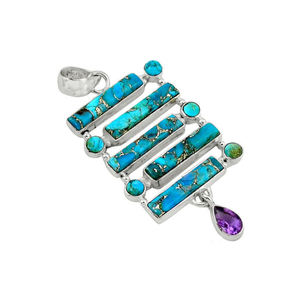 ล่าสุด925เงินสเตอร์ลิงทองแดงเทอร์ควอยซ์อเมทิสต์เครื่องประดับจี้ทำด้วยมือ - Product Image 3