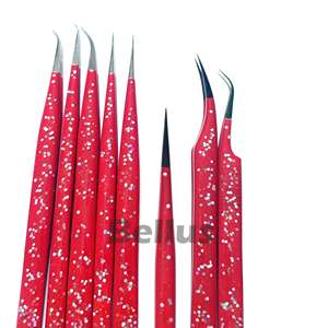 Pince à cils de haute qualité en gros Logo personnalisé pointe pointue pince à épiler incurvée Extension de cils outils de beauté - Product Image 3