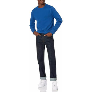 2023 ODM approvisionnement hommes surdimensionné pull sweat 100% coton polaire poids lourd col rond en relief éponge tissu solide hiver - Product Image 3