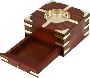 Cenicero de Madera Natural Personalizado para Interiores y Exteriores con Caja de Almacenamiento, Obra de Arte Artesanal, Regalos - Product Image 5