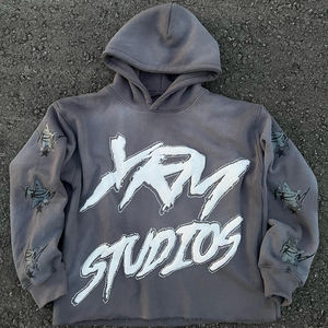 Sweat à capuche respirant pour hommes d'hiver Logo personnalisé Transfert de chaleur Imprimé Polyester/Coton Polaire Coupe ample Sweat-shirt décontracté - Product Image 2