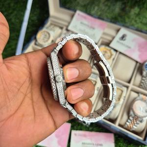 Wholesale Quartz Silver Watch Mens Iced Out Full Diamond Stainless Steel Luxury Hip Hop Bling <b>Waterproof</b> <b>Wristwatch</b> - Product Image 2