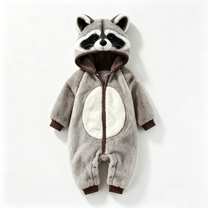 Pelele de peluche de mapache personalizado con capucha y relleno de algodón PP para recién nacidos, disfraz de animal de Navidad, mono. - Product Image 3