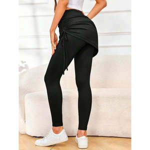 Falda Larga con Cintura Alta y Detalles Laterales para Mujer, 28588 - Negra - Product Image 4