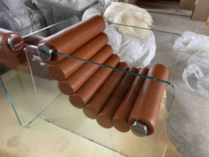 Midden Eeuw Moderne Glazen Hyaline Fauteuil Luxe Lederen Sofa Stoel Villa <span class=keywords><strong>Chaise</strong></span> <span class=keywords><strong>Lounge</strong></span> Stoelen Woonkamer Meubelen