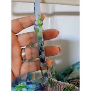 Vestido Slip de Lino Azul con Estampado Floral para Mujer, Talla XS, Estilo Dulce y Elegante, Cintura Elástica, Viscosa Transpirable, para Ocio y Club, Marca Wild Fable - Product Image 3