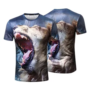 Cartoon Loin T-shirts Heavyweight Breathable Men Oversized T-shirt Casual USA Size T-Shirt Printed Animal Heavy Autumn