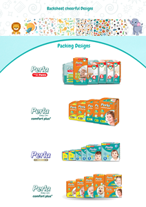 Couches-culottes jetables PERLA pour bébés, avec protection anti-fuites en pulpe de cellulose et SAP japonais, modèle imprimé n°1, taille 3 à 7, fabriquées en Turquie - Product Image 4