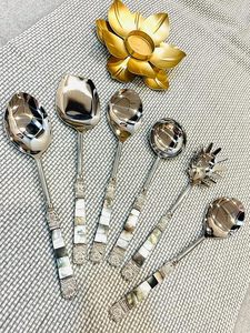 Cuchara de Servir de Latón Hecha a Mano con Diseño Grabado, Chapada en Oro, Ecológica, Apta para Alimentos, para Revolver Líquidos Calientes, para Niños Pequeños - Product Image 3