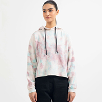 Sudadera con Capucha Unisex, Transpirable, con Estampado Puff, Top Corto, Algodón Liso, Felpa Francesa, Color Marrón, para Adultos, Directo de Fábrica