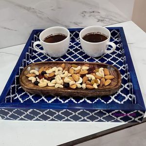 Plateau d'incrustation en os fait à la main de la collection royale avec géométrie personnalisable pour une vaisselle élégante et une utilisation exclusive de cadeaux - Product Image 4