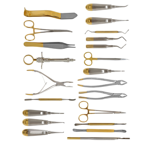 Kit de chirurgie dentaire orale de 22 pièces, forceps d'extraction des dents de sagesse à poignée dorée, acier inoxydable allemand, certifié CE, réutilisable - Product Image 6