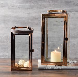 New Handmade Metal Rose Gold <b>Lantern</b> in <b>Large</b> for Indoor and <b>Outdoor</b> Home Decor and Festival Lighting <b>Lanterns</b> - Product Image 2