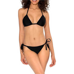Women's <b>Black</b> Solid Color <b>Bikini</b> Set Crossed Halter Top G-<b>string</b> Bottom Swimwear Plus Size Sexy Stretch Spandex Polyester 1 - Product Image 4