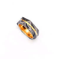 Boîte à bague Burraq DIY personnalisée faite à la main en acier Damas classique 8 mm avec sertissage clos, unisexe, cadeau idéal pour papa, mari, petit ami, usage quotidien