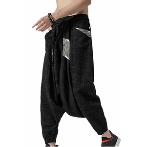 2024 Hot Selling High Quality Men's <b>Drop</b> <b>Crotch</b> Sweatpants Wide Leg 100% Cotton Black Breathable Windproof Quick Dry - Product Image 4