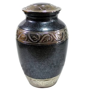 Urnes adultes de crémation en laiton avec bande de gravure et urnes funéraires en métal fini émail de couleur grise pour les cendres humaines. - Product Image 6