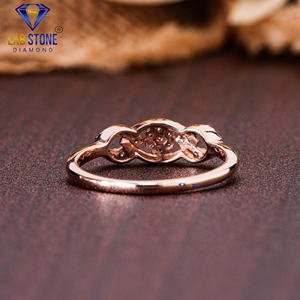 Lab-Stone Party Wear Anillo de diamantes 0.168 TDW Diamante de corte redondo 18kt Oro Rosa Color DE LA EF-VS - Product Image 4