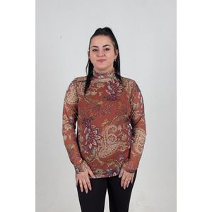 Camicetta in Chiffon a collo alto taglie forti marrone B063
