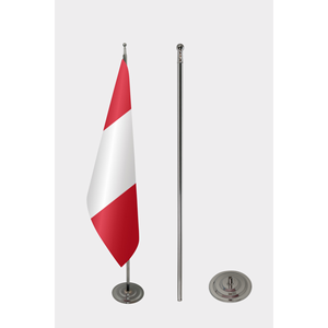 Drapeau d'intérieur officiel péruvien de style fanion avec impression numérique, mât en aluminium durable, fabriqué en soie, polyester et plastique - Product Image 2