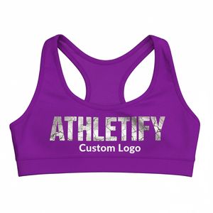 Soutien-gorge de sport compressif, design racerback personnalisé, respirant, séchage rapide, tissu extensible, matériau durable et écologique. - Product Image 1
