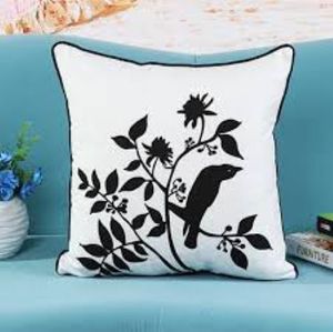 Housse de coussin en toile de coton biologique 100% personnalisée avec taie d'oreiller à motif de feuilles durables avec logo et tissu en coton durable - Product Image 2