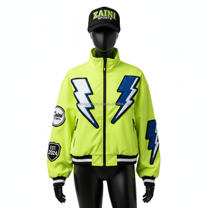 Chaqueta Softshell para Mujer, Verde Neón, Poliéster Premium Elástico y Transpirable, Logotipo de Chenilla con Rayos, Chaqueta Softshell Personalizada para Mujer - Product Image 1