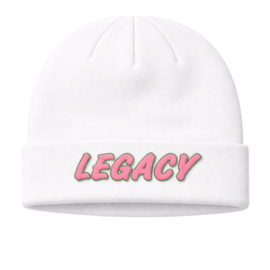 White Legacy Beanie <b>Hat</b> Greek Sorority Womens Pink & Green College Sisterhood <b>Winter</b> Knit Soror Apparel - Product Image 3
