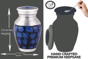 <b>Small</b> Keepsake <b>Urns</b> | <b>for</b> <b>Human</b> <b>Ashes</b> or Pet <b>Ashes</b> | Heavenly Peace Dark Blue Mini <b>Urn</b> Set of 4 | 3" Tall <b>Urns</b> & 4 Individual - Product Image 5