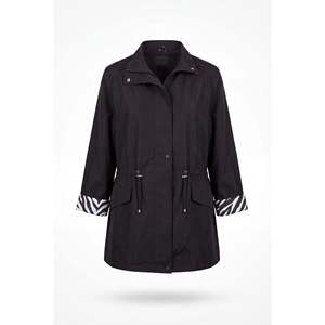เสื้อโค้ทผ้าฝ้ายลายม้าลาย ขนาดใหญ่พิเศษ สีดำ - Product Image 2