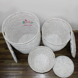 Artex Dong ชุด3 INS ตะกร้าผักตบชวาขนาดใหญ่, ตะกร้าที่ใส่อาหารทำด้วยมือเป็นมิตรต่อสิ่งแวดล้อมใช้ในบ้านห้องครัว - Product Image 6