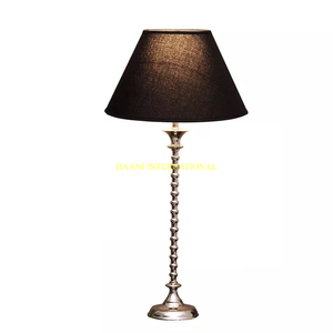 Silver Designer Table Lamp With <b>Black</b> <b>Shade</b> Elegant Modern <b>Lighting</b> For Bedroom Living Room Office And Contemporary Home Decor - Product Image 1