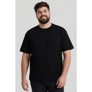 T-shirt basique à col rond et manches courtes pour homme TOMMYLIFE, taille plus, bleu marine, coupe confortable, 94% coton mélangé, modèle 88072 - Product Image 4