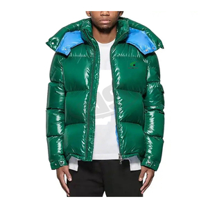 Chaqueta acolchada con capucha y logotipo personalizado para hombre, impermeable, a prueba de viento, de tela transpirable, estilo callejero, chaqueta de invierno de Color sólido en línea - Product Image 4