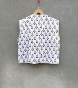 เสื้อกั๊กผ้าฝ้ายสไตล์วินเทจสำหรับผู้หญิงเสื้อกั๊กแขนกุดปักลายดอกไม้สวยงามสำหรับฤดูหนาวเหมาะเป็นของขวัญวันหยุด - Product Image 6