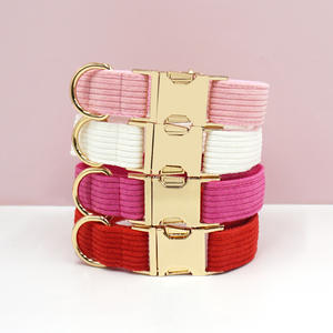 <span class=keywords><strong>Collar</strong></span> de perro de lujo hebilla de Metal logotipo personalizado Premium <span class=keywords><strong>Color</strong></span> sólido ajustable <span class=keywords><strong>Collar</strong></span> de perro de pana para venta al por mayor - Product Image 2
