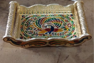 Plateau de service en métal doré au Design moderne, avec poignées dorées, plateau de service pour la décoration d'événements de fête - Product Image 4