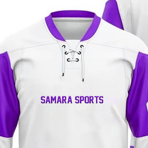 Último producto, impresión por sublimación, secado rápido, OEM, deportes, hombres, cuello en V, rayas, talla grande, hombres, camisetas de hockey sobre hielo y camisetas - Product Image 2
