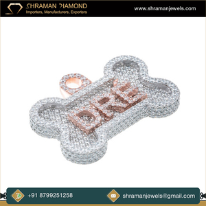 Large gamme de bijoux de mode de qualité supérieure 6 TCW Dog Tag 925 Silver Lab Grown Diamond Pendant du fournisseur indien - Product Image 5