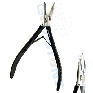 Pince à extensions capillaires professionnelle en acier inoxydable de 7 pouces, durable, réutilisable, à bouche plate, finition noire et argentée, lisse, de qualité commerciale - Product Image 5