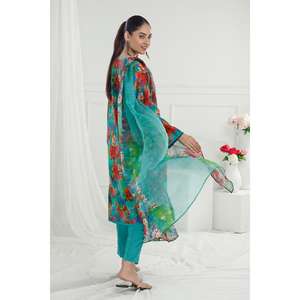 Ensemble 3 pièces non cousu pour femme en tissu lawn, tenue décontractée pour les fêtes, taille XS, impression numérique, service OEM ODM - Product Image 5