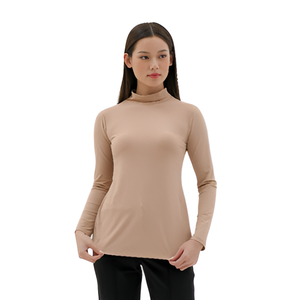 Camiseta de manga larga con cuello de tortuga para mujer, camiseta de nailon Spandex, informal, suave, duradera, Deandra - Product Image 2
