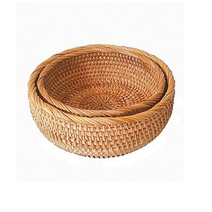 Rattan Fruits Food Storage <b>Basket</b> Handmade Round Shape Vegetable Storage <b>Basket</b> For Home Decor Accessories - Product Image 2